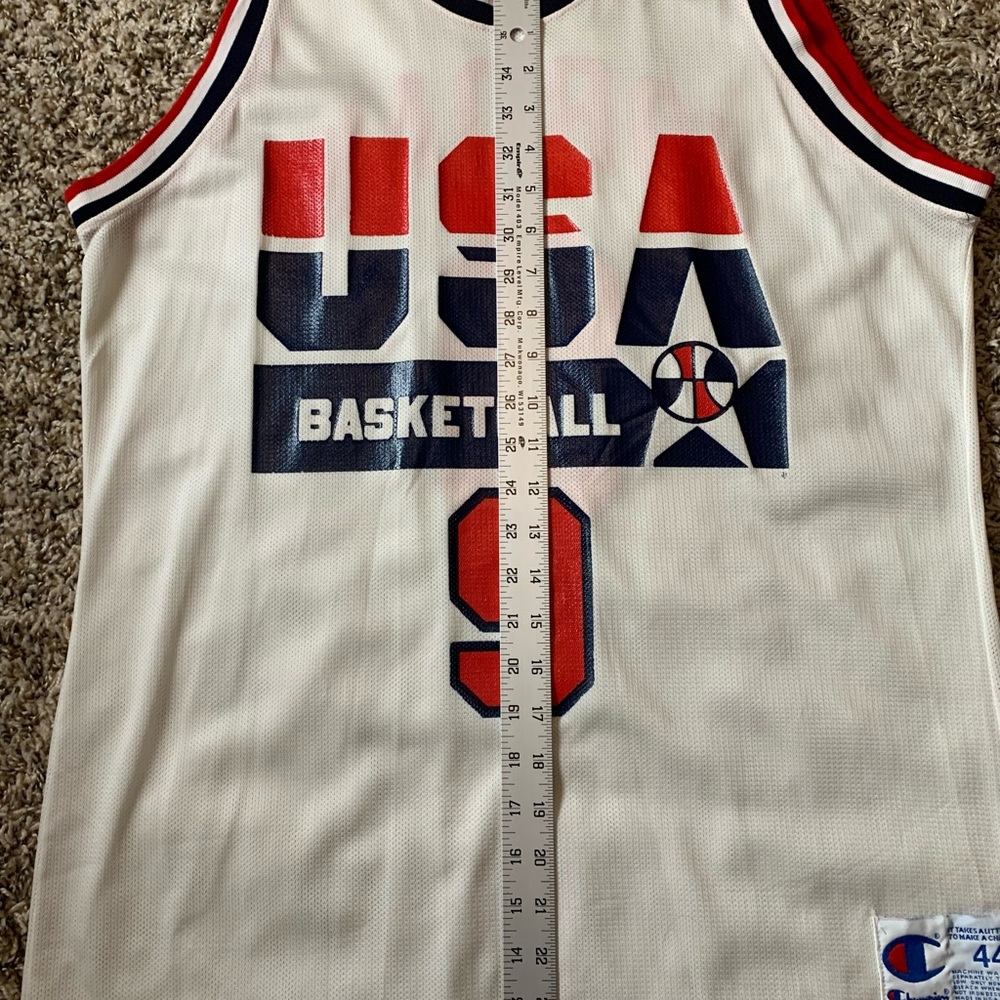 Vintage 90s Micheal Jordan Jersey USA Champion 1992 Olympic Dream Team 9 Sz 44 - Picture 6 of 7